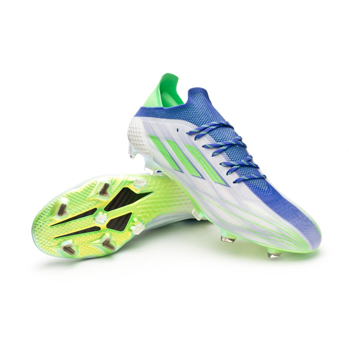 Bota de fútbol adidas Speedflow White-Blue-Green - Fútbol Emotion