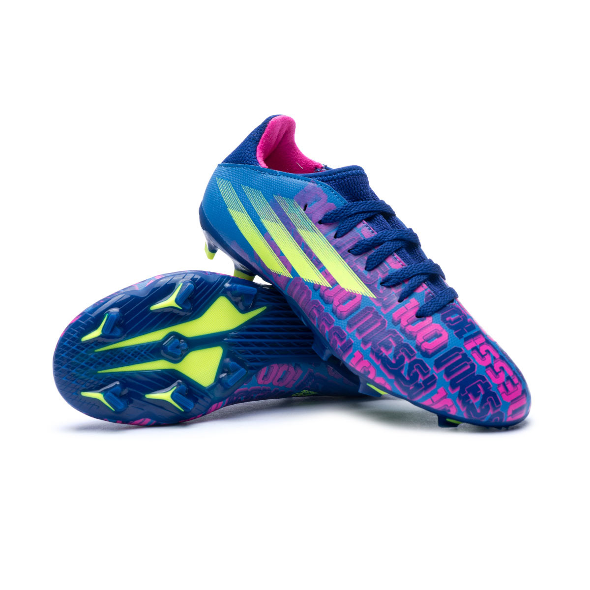 Bota de fútbol adidas X Speedflow .3 FG Niño Victory Blue-Shock Pink-Solar Yellow - Fútbol Emotion