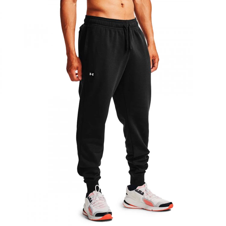 Under Armour - Długie spodnie UA Rival Fleece Joggers, Hombre, Black-Onyx White, L