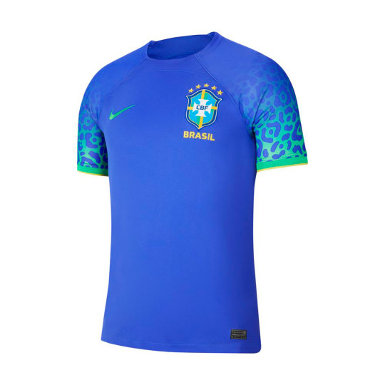 Decrépito Hueco mañana Camiseta Nike Brasil Segunda Equipación Stadium Mundial Qatar 2022  Paramount Blue-Green Spark-Dynamic Yellow - Fútbol Emotion