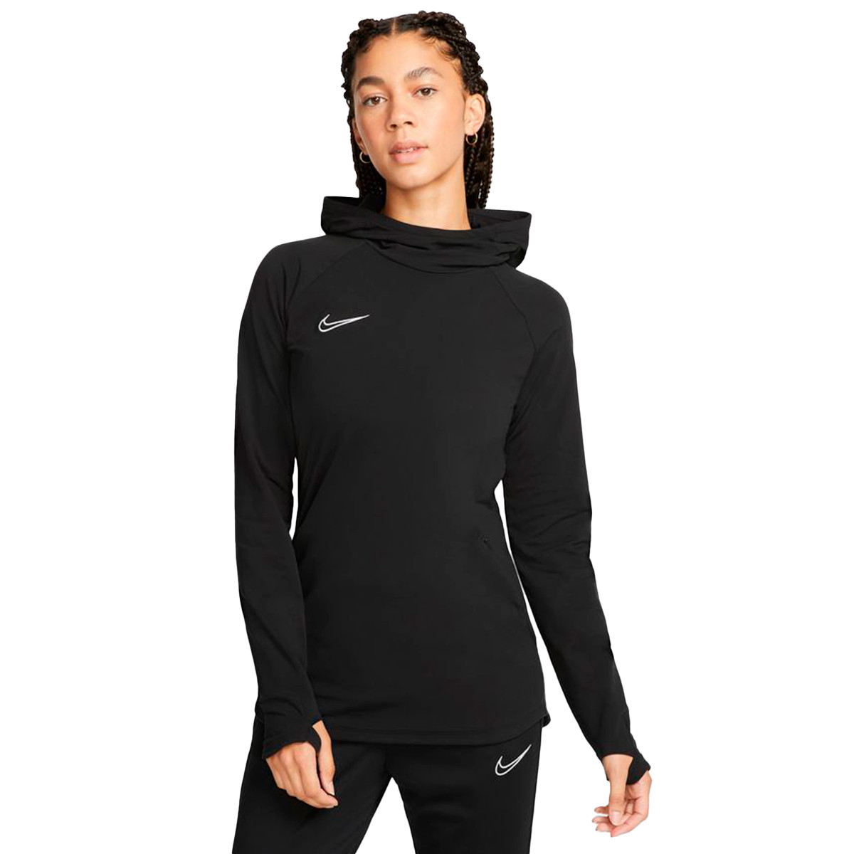 Sudadera Nike Sportswear Club Fleece Mujer Black-White - Fútbol