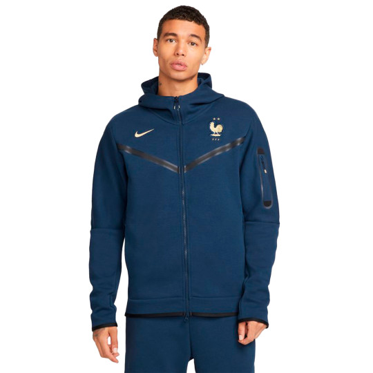 Araña de tela en embudo pegar Aplicado Chaqueta Nike Francia Fanswear Mundial Qatar 2022 Midnight Navy - Fútbol  Emotion
