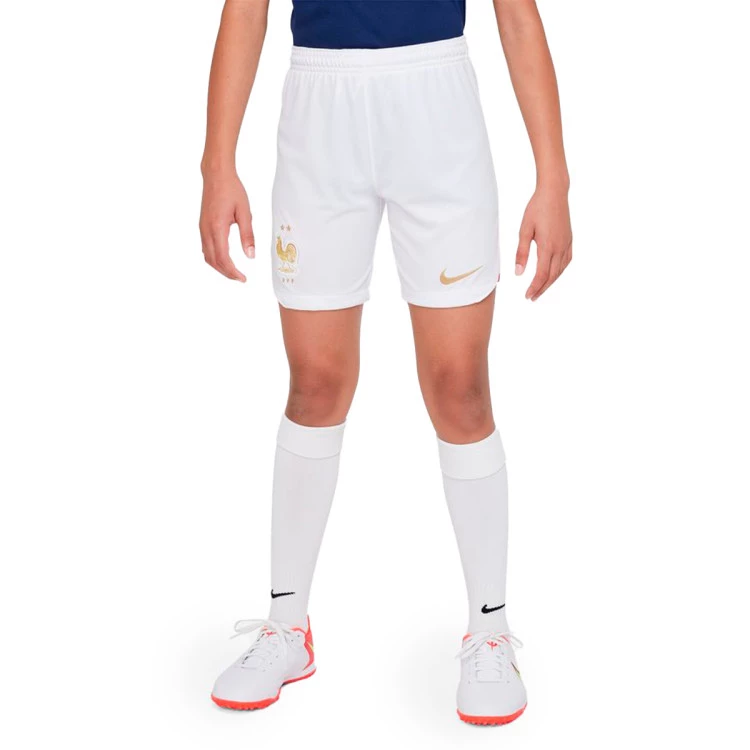 pantalon-corto-nike-francia-primera-equipacion-stadium-mundial-qatar-2022-nino-white-metallic-gold-2