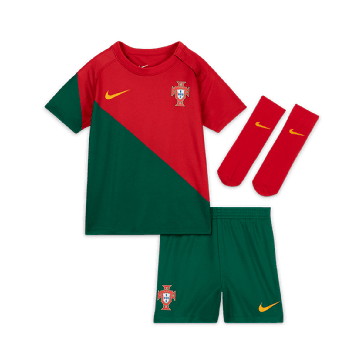 Rebelión clase Permanecer Conjunto Nike Portugal Primera Equipación Stadium Mundial Qatar 2022 Bebé  Pepper Red-Gorge Green-Gold Dart - Fútbol Emotion
