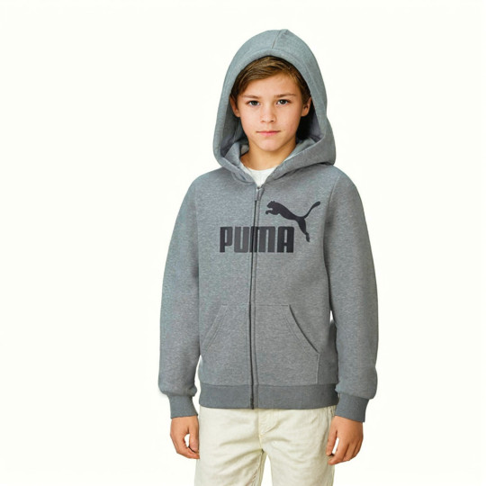 Logo Ess Puma - B Big Sweatshirt Mittelgrau Fz Tr meliert Fútbol Hoodie Emotion