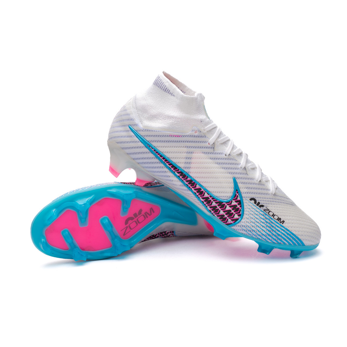 Bota de fútbol Nike Zoom Mercurial 9 Elite FG White-Baltic Blue-Pink Blast Fútbol Emotion