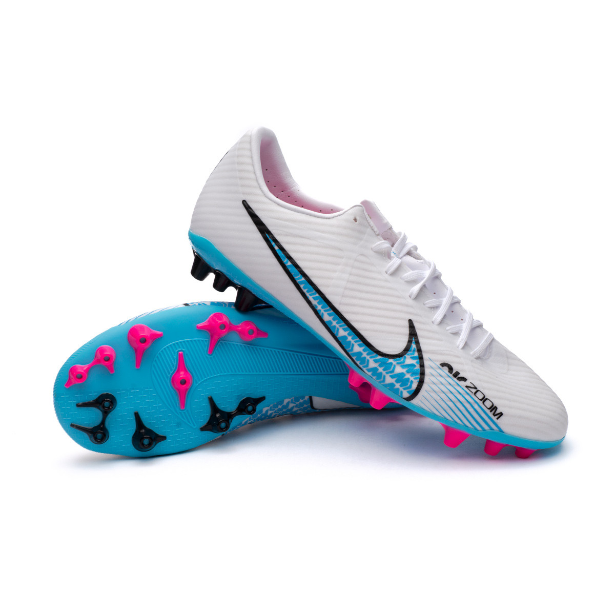 Bota fútbol Nike Air Zoom Mercurial Vapor 15 Academy AG White-Baltic Blue-Pink Blast-Black - Fútbol Emotion