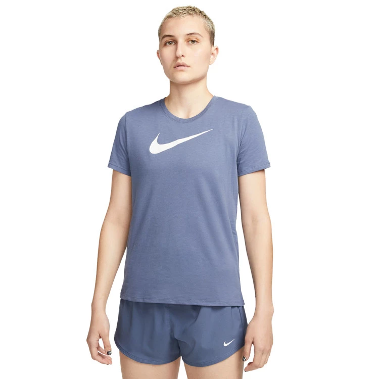 Nike - Koszulka Dri-Fit Swoosh Mujer, Mujer, Rozproszony niebiesko-biały, XL