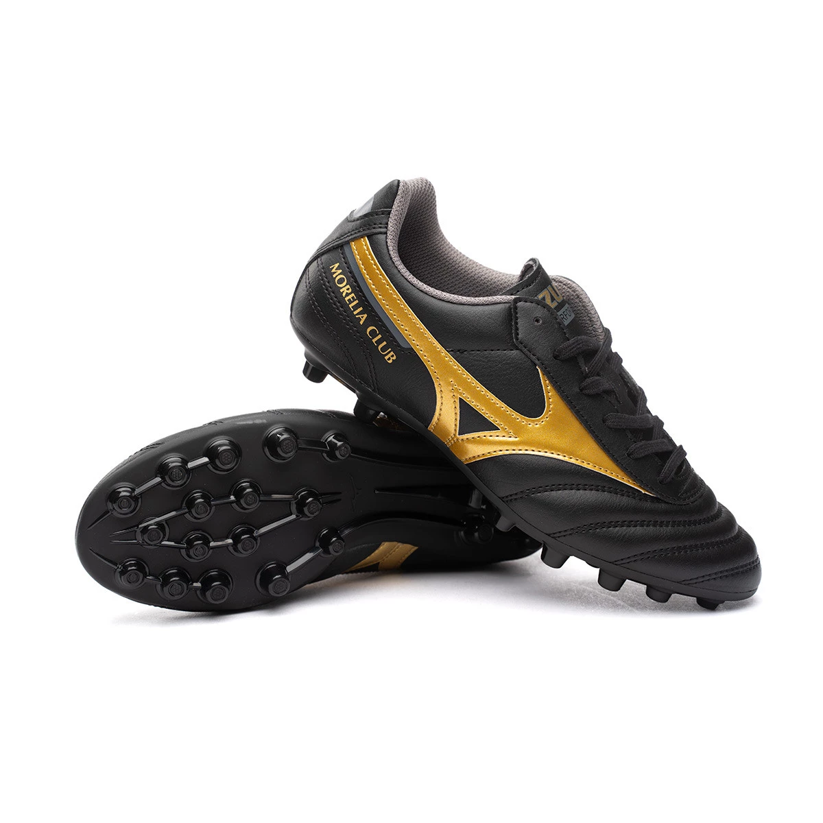 Football Boots Mizuno Kids Morelia II Club AG Black Gold Dark Shadow