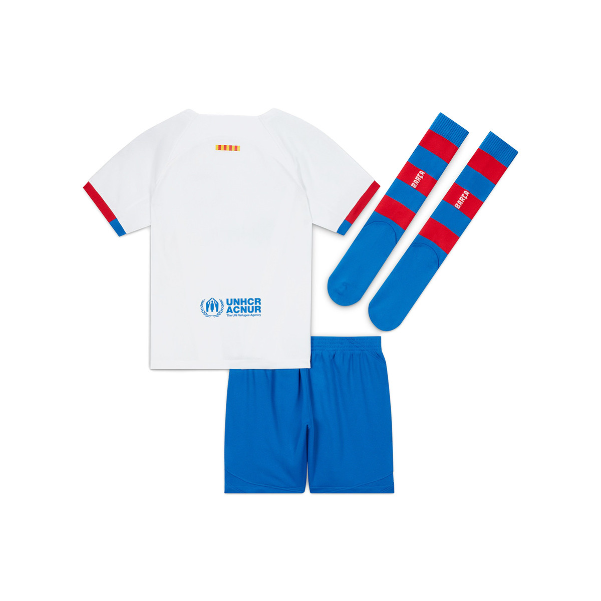 Kit Nike Kids FC Barcelona Away Kit 2023-2024 White-Royal Blue ...