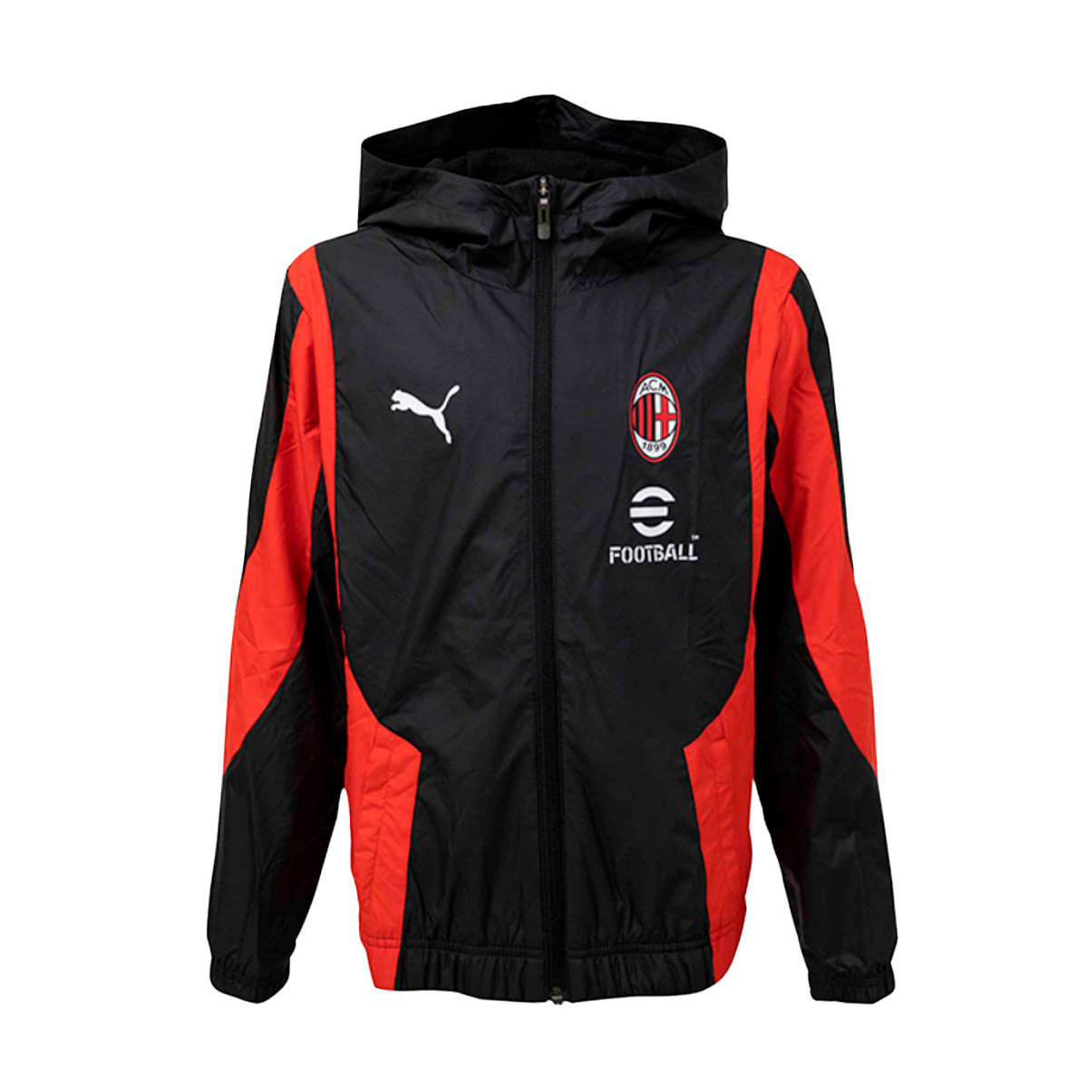 Jacket Puma Kids AC Fútbol Black-Red 2023-2024 - Pre-Match Emotion Milan