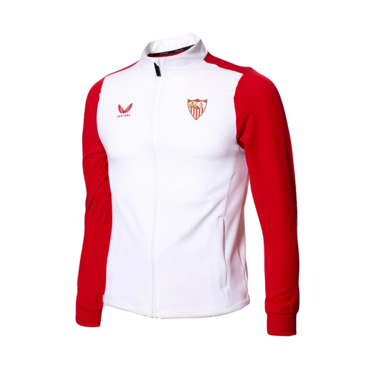 Castore - Kurtka Sevilla FC Pre-Match 2023-2024 Niño, Unisex, Brilliant White-True Czerwony, XL