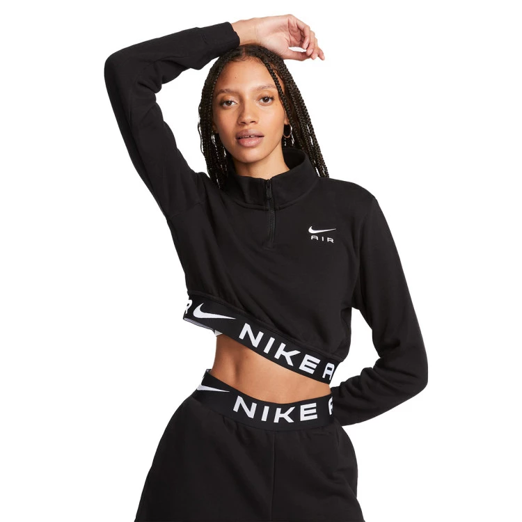 Camiseta Nike Sportswear Air Fleece Top Mujer Black White Futbol Emotion