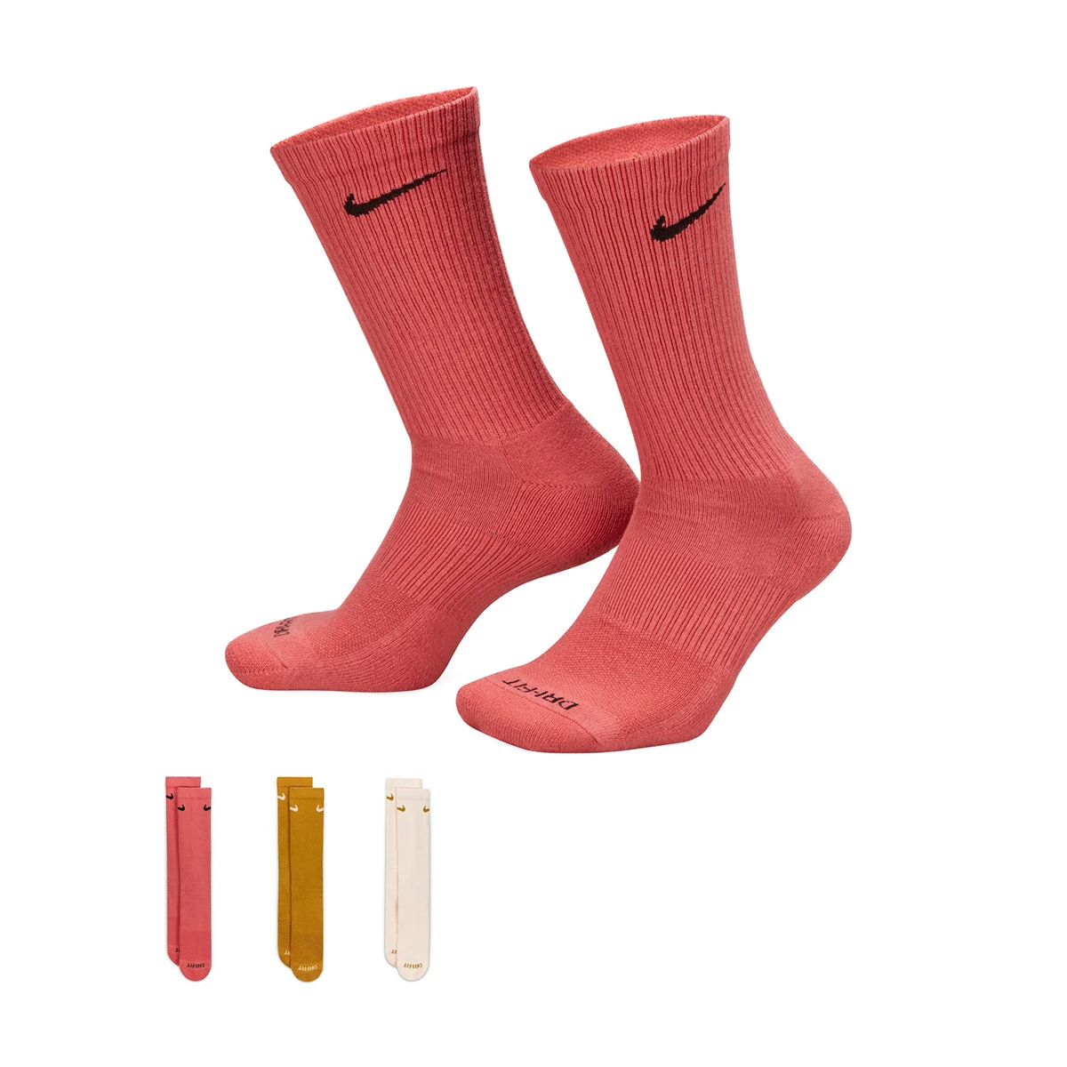 Meias Nike Everyday Plus Cushioned (3 Pares) Adobe-University  Red-Bronzine-Guava Ice - Fútbol Emotion