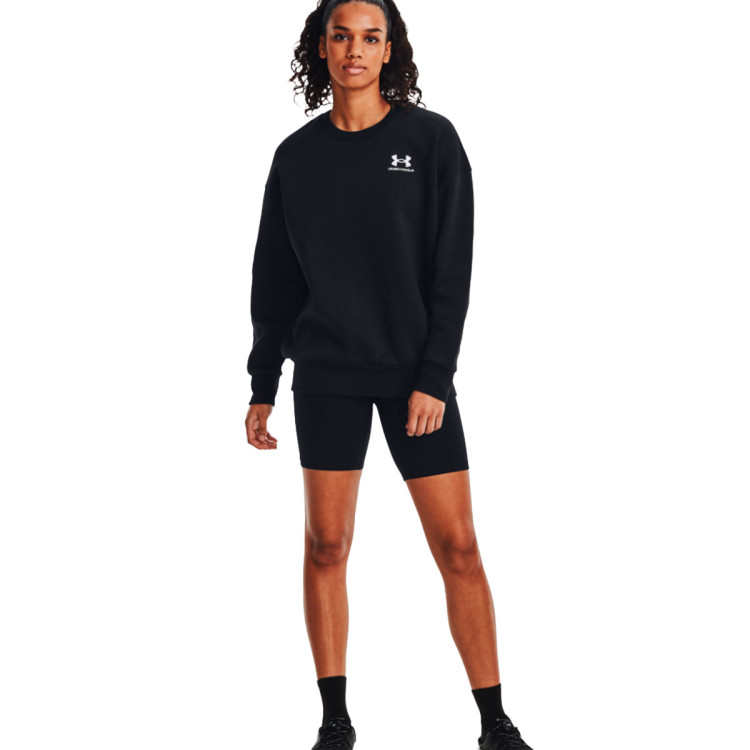 Sweatshirt Under Armour Women Essential Fleece Crew Black-White - Fútbol  Emotion