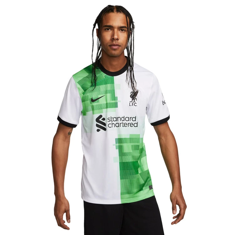 Jersey Nike Liverpool FC Segunda Equipacion Stadium 2023 2024 White Green Spark Black Futbol Emotion