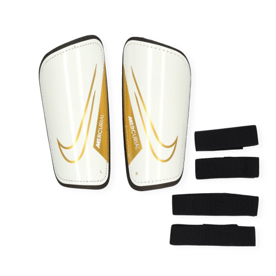 Shinpads Nike Mercurial Hardshell White Black Metallic Gold Futbol Emotion