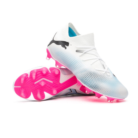 Chuteira Puma Future 7 Match FG/AG Mulher White-Black-Poison Pink