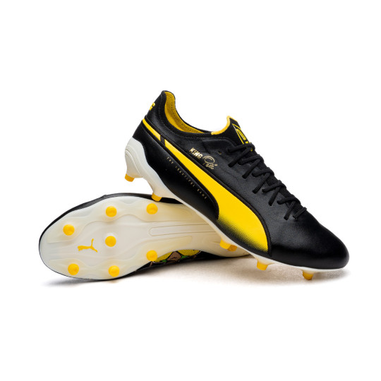 Football Boots Puma King Ultimate Pele Edition FG AG Black White Pele Yellow Gold Frosted Ivory Futbol Emotion