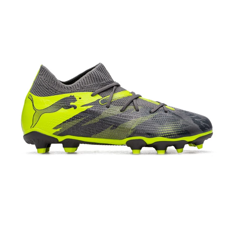 Football Boots Puma Kids Future 7 Match Rush FG AG Strong Gray Cool Dark Gray Electric Lime Futbol Emotion