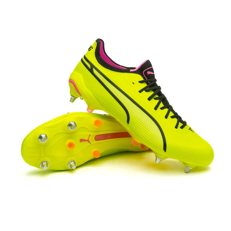 Football Boots Puma King Ultimate MxSG Electric Lime Black Poison Pink Futbol Emotion