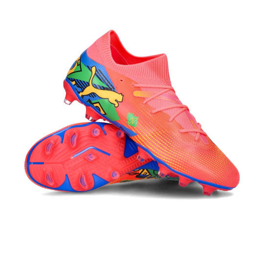 Football Boots Puma Future 7 Match Neymar Jr FG AG Sunset Glow Black Sun Stream Green Bluemazing Futbol Emotion