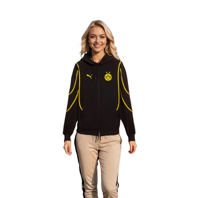 Jacke Puma Borussia Dortmund Pre Match 2024 2025 Schwarz schnelleres Gelb Futbol Emotion