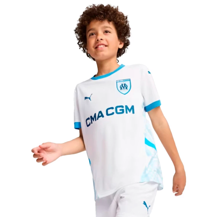 camiseta-puma-olympique-marsella-primera-equipacion-2024-2025-nino-white-bleu-azur-0