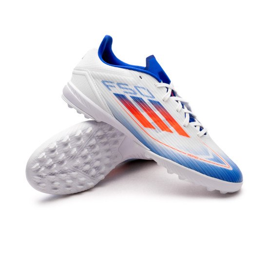 Football Boots adidas F50 League Turf White Solar Red Lucid Blue Futbol Emotion