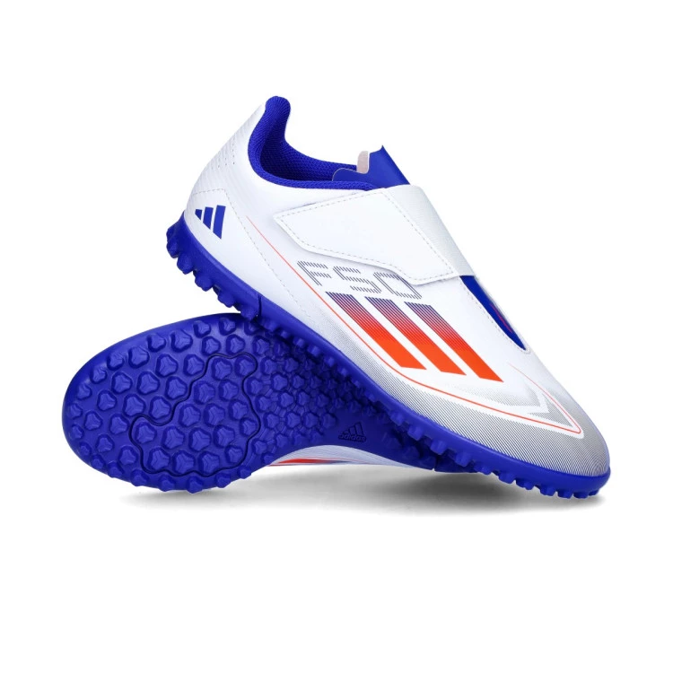 bota-adidas-f50-club-turf-cinta-adhesiva-nino-blanco-0