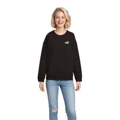 Womens Essentials + Relaxed Small Logo Crew Sweatshirt