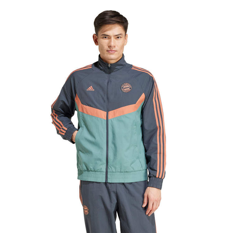 Jacket adidas FC Bayern Fanswear 2024 2025 Dark Grey Hazy Emerald Futbol Emotion