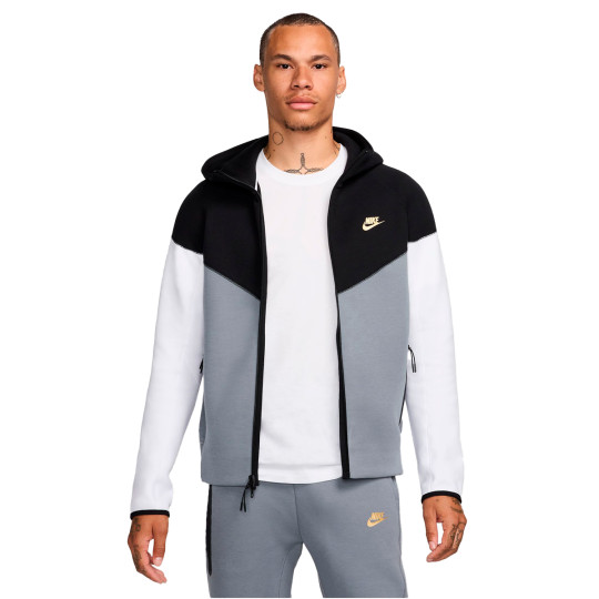 Jacket Nike Tech Fleece Windrunner Black Cool Grey White Metallic Gold Futbol Emotion