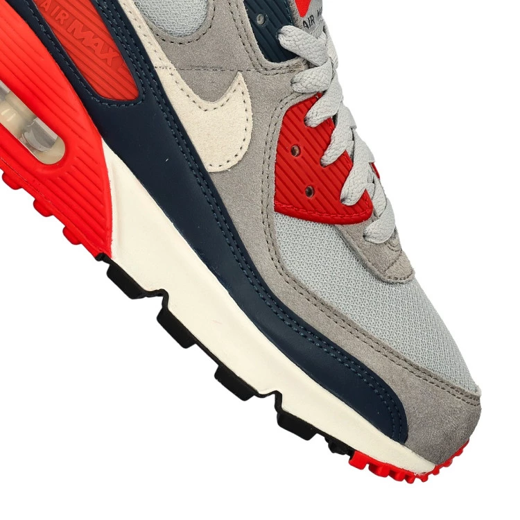 Trainers Nike Air Max 90 Smoke Grey Phantom Armory Navy Fire Red Fl Futbol Emotion