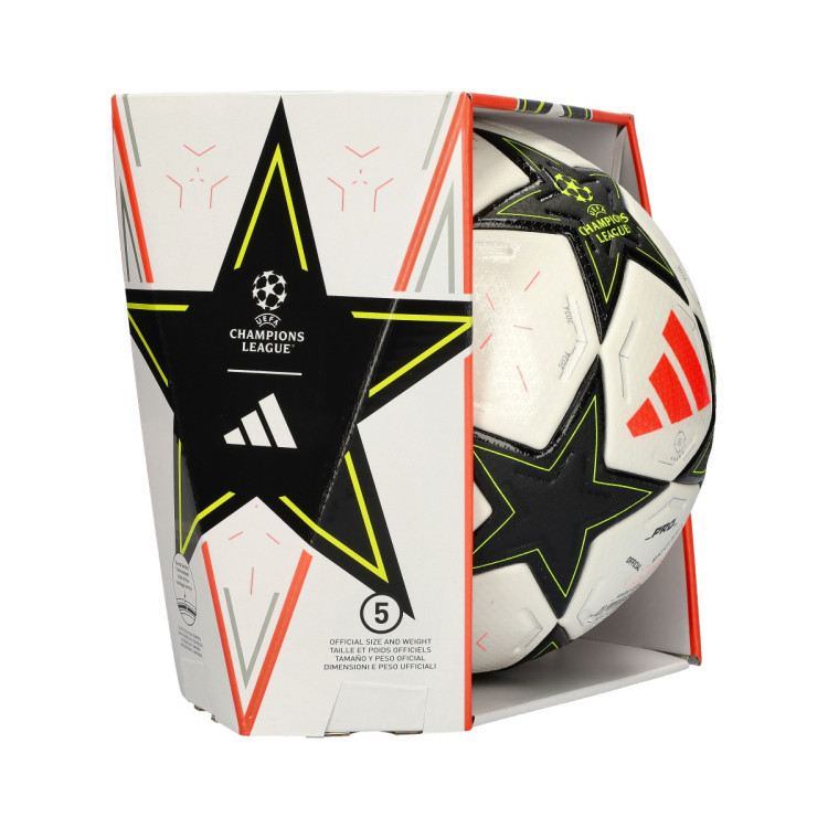 Ball adidas Champions League 2024 2025 League Phase Pro White Black Platin Met. Team Solar Yellow Futbol Emotion