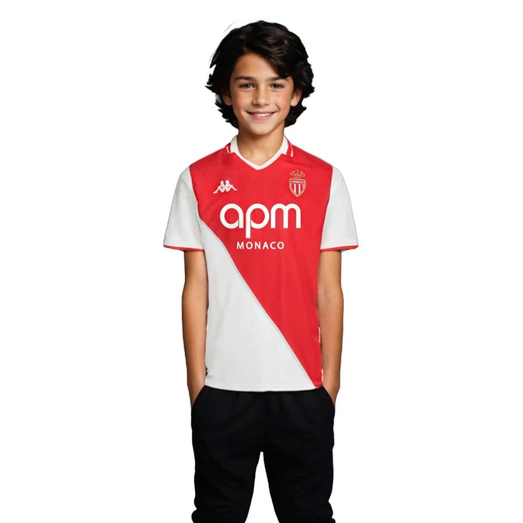 camiseta-kappa-primera-equipacion-as-monaco-2024-2025-nino-white-red-0