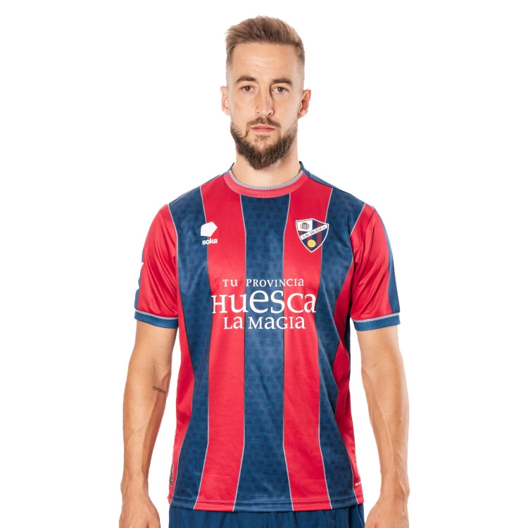 Soka - Camiseta Sociedad Deportiva Huesca Primera Equipación 2024-2025, Unisex, Azul-Granate, M