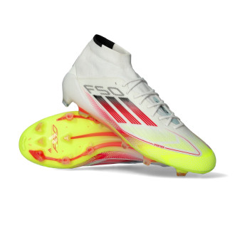 Dames F50 Elite FG Mid Wit-Lucid Rood-Solar Geel